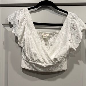 URBAN Romantics White Eyelet Blouse with Ruffle Sleeves